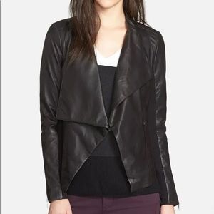 Trouvé Black Leather Draped Zip Jacket